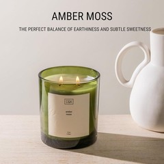 Craft & Kin 12oz Amber Moss Candle for Home | Premium Green Spring