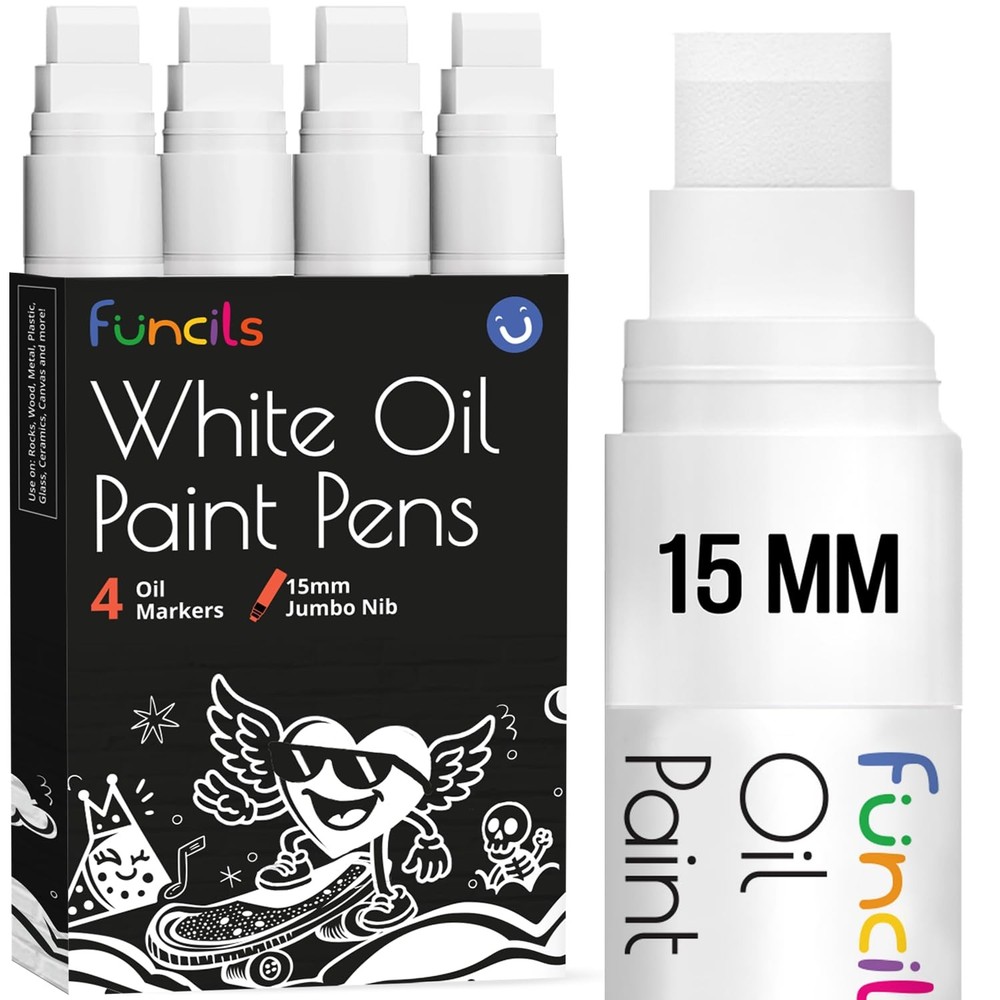 15mm Jumbo Oil White Paint Pens – Oil Based Paint Markers for Metal, Fabric, …