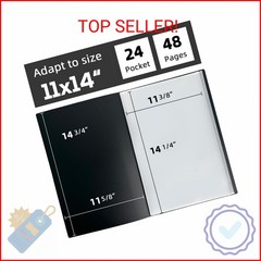 JJRING 11×14 Art Portfolio Folder with Plastic Sleeves, 24-Pocket Portfolio Bind