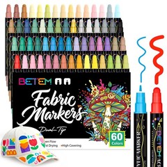 60 Colors Dual Tip Acrylic Paint Markers – Water-Based Art Supplies for Fabric,