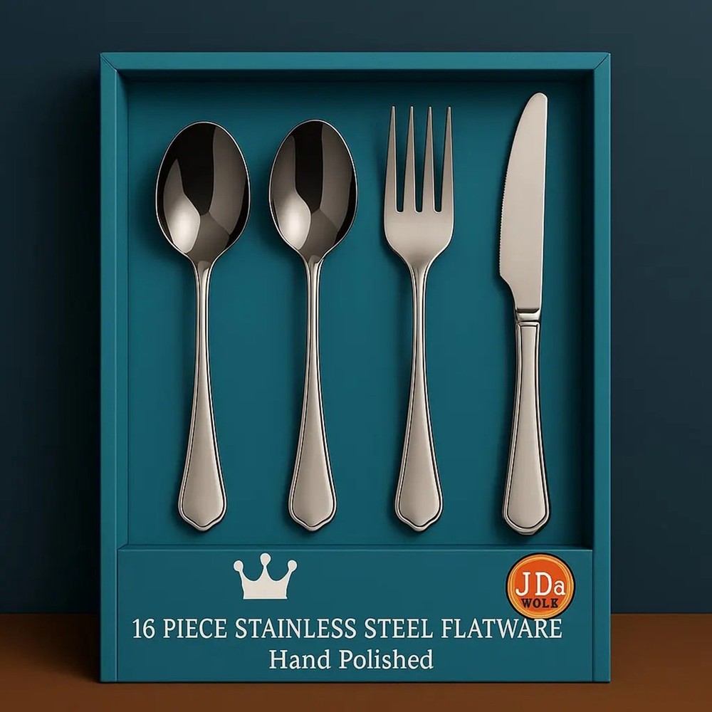 16-Piece Luxury Premium Silverware Dinnerware Tableware Set for Home – Stainless