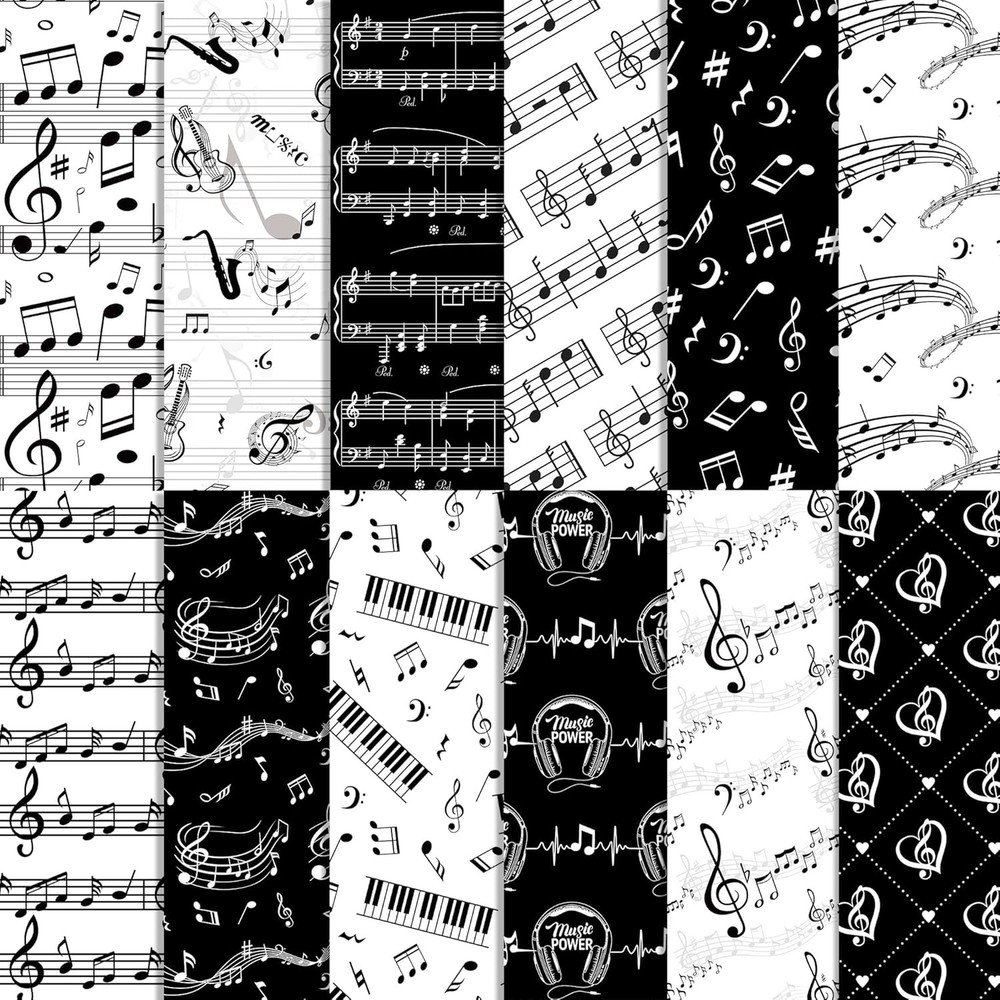 24 Sheets Musical Notes Pattern Paper 11.8 x Inch Music Multicolor