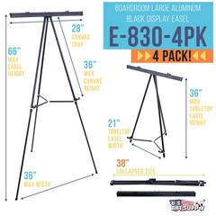 4 pk 66″ Black Aluminum Flipchart Display Easel Floor Presentation Stand, Holder