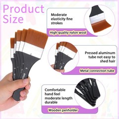 5Pcs Wide Flat Paint Brushes for Jesso Varnish Brush for Acrylic Painting Wat…