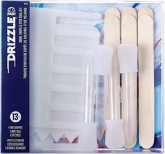 FolkArt Drizzle Tool Kit 13 Piece Pouring Drop Swipe and Stir Tool Kit for Paint