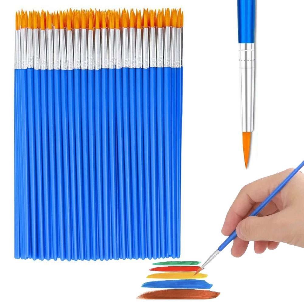 50 Pcs Fine Tip Paint Brushes,Small Brush Bulk for Detail Painting, Blue