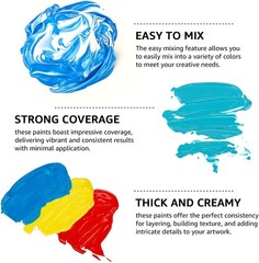ABEIER Acrylic Paint Set, 56 Colors (2oz), Matte, Waterproof, Non-Toxic