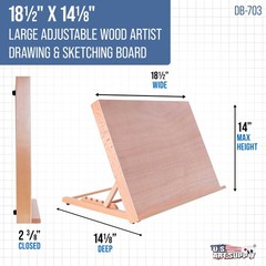 Wooden Drawing Board A3 18-1/2 x 14-1/8 Adjustable Easel 6 Angles Led Supply