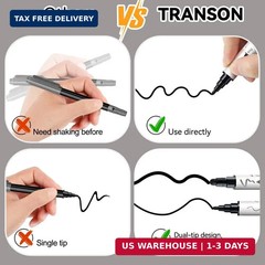TRANSON 8 Pack Black Bold and Fine Dual-tip Acrylic Paint Marker for DIY Glass C
