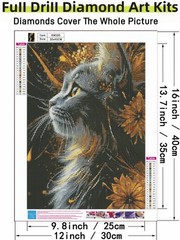 Black Cat Diamond Art Kits for Adults, 5D 11.8×15.7 inches, KM590-1