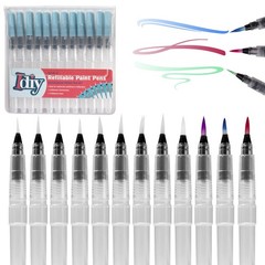 12 PCS Refillable Watercolor Brush Pens Set 3mm 4mm 5mm Nylon Point Tips