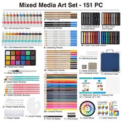 151pc Professional Art Supply Set With Mixed Media Supplies Paint Kit & Brushes
