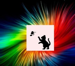 PLAYFUL CAT & BUTTERFLY AIRBRUSH, PAINTING, ART, TEMPLATE STENCIL