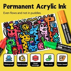 12 Colors Jumbo Markers, 15mm Jumbo Felt Tip, Acrylic Paint Markers for Rock …
