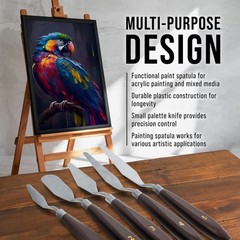 5pc Steel Artist Spatula Palette Knife Set, Apply Oil Acrylic Art Paint Canvas
