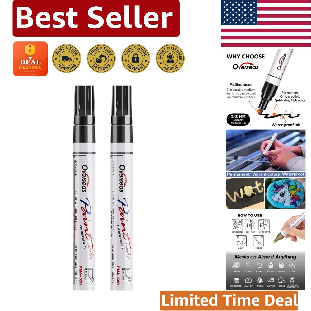 Quality Black Paint Pen Set – Non-Toxic, Quick-Drying & 2 Count