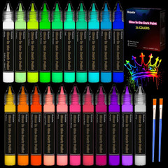 Glow in the Dark Paint, 21 Colors (20 Ml /0.68 Oz) 3D Permanent Acrylic Fabric P
