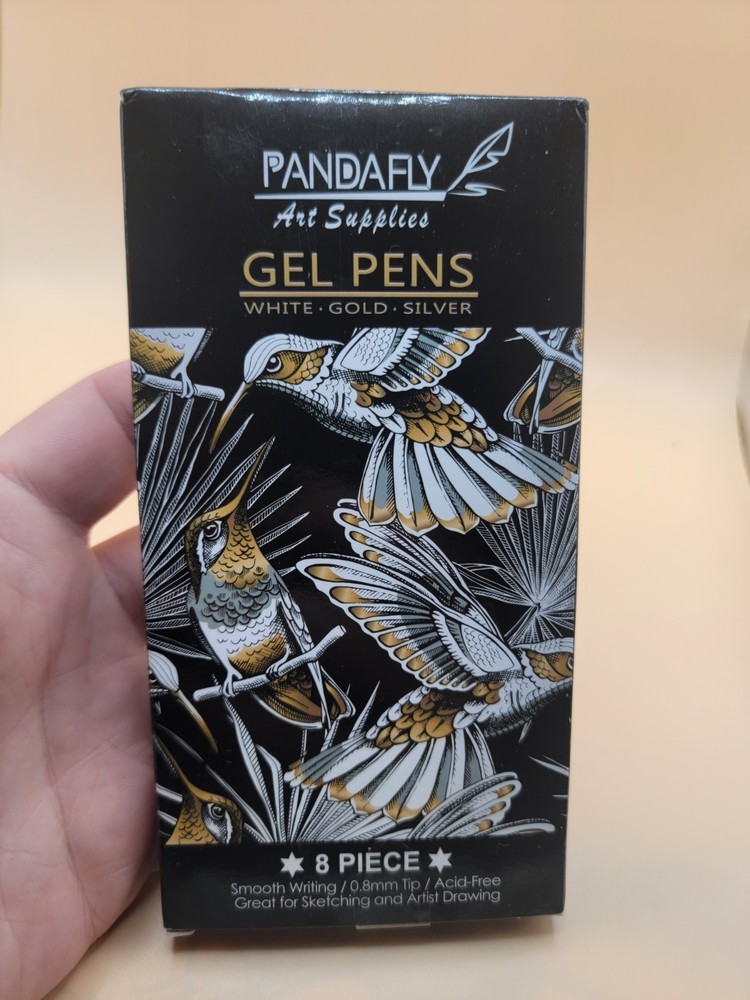 PANDAFLY Gold Silver White Gel Pens 1 Count 8 Piece Pack Multicolor Art