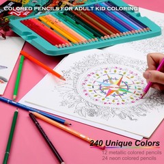KALOUR Professional Colored Pencils,Set of 240 Colors,Artists Soft Core with Vib