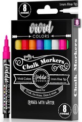 Loddie Doddie Fine Tip Liquid Chalk Markers – Pack of 8 1mm Neon Colors –