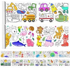 2 Pack Coloring Paper Rolls for Kids, Sticky Large Children Drawing Paper Roll,