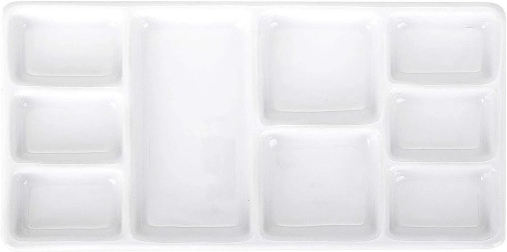 Vanenjoy White Square Ceramic Artist Paint Palette,Porcelain Watercolor Palette,