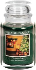 Village Candle Christmas Tree Large Glass Apothecary Jar (26 oz), Green