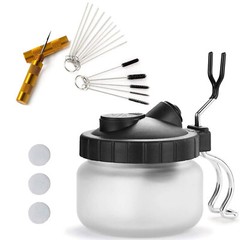 Airbrush Spray Wash Cleaning Tools Needle Nozzle Brush Glass Cleaning Pot Holder