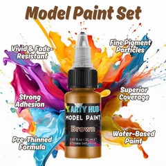 20 Color Model Paint Set with 3 Brushes – Acrylic Miniature Paints for Airbrushi