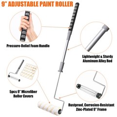 PinStone 6pcs House Paint Roller Kit, 9 inch Extendable Frame with 5…