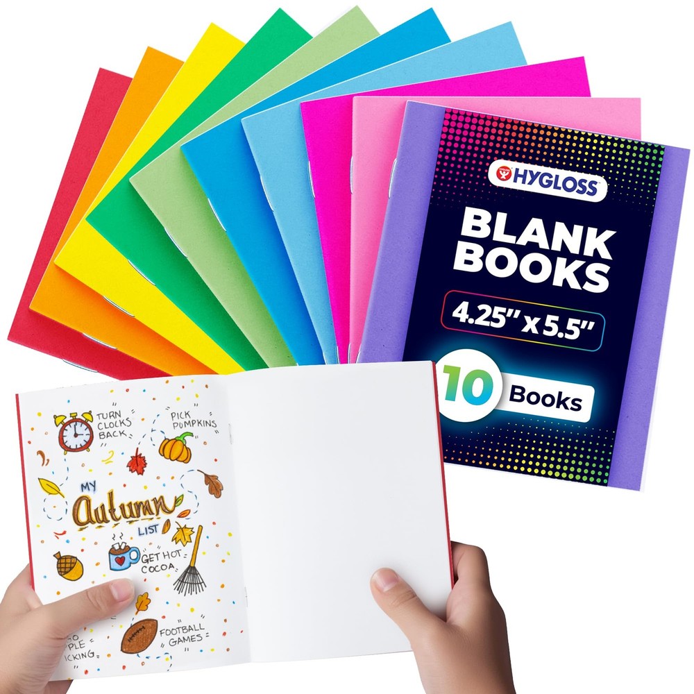 Blank Books 10 Pack A6 Unlined Journal Notebook Kids Story Art Doodle Sketchbook