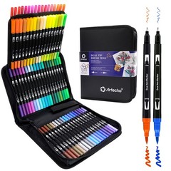 72 Colors Markers Adult Coloring Book Dual Tip Fine Brush Calligraphy Sketch