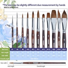 11 PCS Professional Sable Watercolor Brushes Set Gouache Painting Art Tool