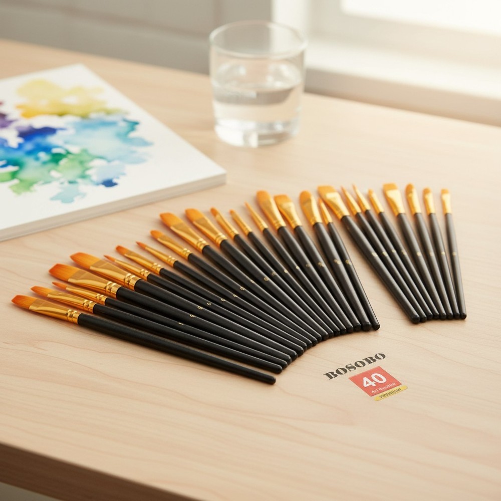 40-Piece Nylon Hair Paint Brush Set: Versatile Brushes for Artists of All Levels
