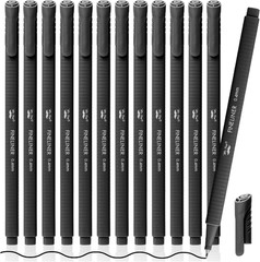 Black Fineliner Pens, 12 Pack, 0.4mm Fine Point, Smooth Journaling Note Pens