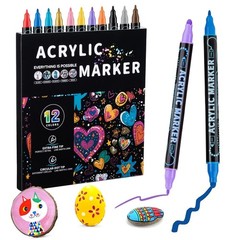 12-48 Dual Tip Acrylic Paint Pens Markers for Art, Rock, Fabric & Glass
