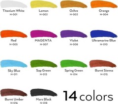 Juego de pintura acrílica de gran volumen de 14 colores (16,9 oz, 500 ml) Rich.