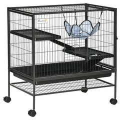 3-Storey Metal Ferret Cage with Casters Doors Hammock Storage Shelf 31.5×20.5