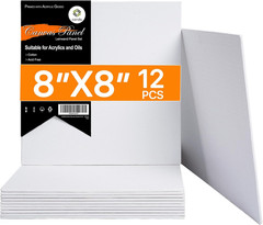CONDA Canvas Board for Painting 8 X 8 Inch, 12 Pack Canvas Panels, Primed White