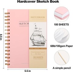 5.5″ X 8.5″ Sketch Small Sketchbook for Drawing 100 Sheets Hardcover Spiral Sket