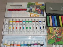 Art – 42 Acrylic Oil Colors – ASTM D 4236 plus more Pastels Paper Paint Case