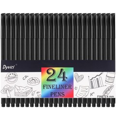 Black Fineliner Pens 24 Pack 0.4mm Fine Point for Journaling & Drawing