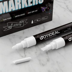 GOTIDEAL White Liquid Chalk Markers, 12 12 Count (Pack of 1), 12pcs