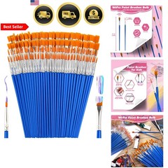 Paint Brushes Bulk Kids Art Supplies 160 Pcs Small Flat Round Watercolor