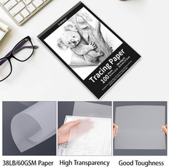 Crehatos 8.5″ X 11″ Tracing Paper, Translucent Tracing Pad, 100 Sheets 38Lb/60Gs