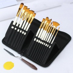 Paint Brush Set Oil Watercolor Gouache Pens with Palette Knife and Sponge Multi