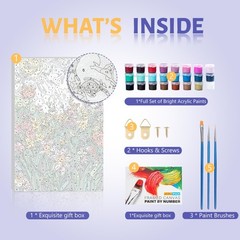 Framed Paint by Numbers Kit for Adults Beginner & Kids Ages 812, Flowers Easy…