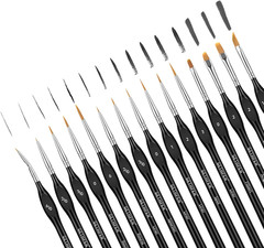 Extreme Detail Paint Brush Set, 15Pcs Miniature & Micro Brushes for Fine Detaili