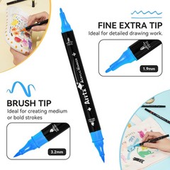 64 Colors Dual-Tip Acrylic Marker Set for Rock Painting Fabric Art Supply