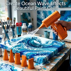 Cordless 6-Nozzle Paint Pouring Blower, Cool 1 Count (Pack of 1), Multi-color